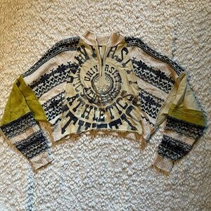 Mixed Fabric Cropped Sweater